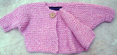 Free Knitting Pattern for Baby One-Button Easy Knit Cardigan Pattern Pattern
