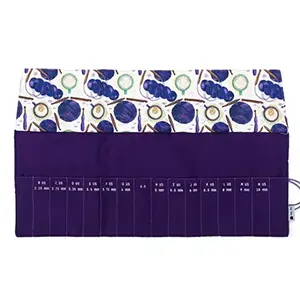 Della Q | Fabric Prints Crochet Rollup Coffee and Yarn Purple