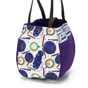 Della Q | Fabric Prints Rosemary Bag Coffee and Yarn Purple