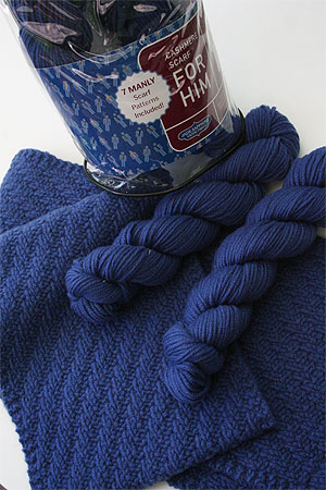 JADE SAPPHIRE Cashmere Scarf knitting kit for HIM Blue Chip