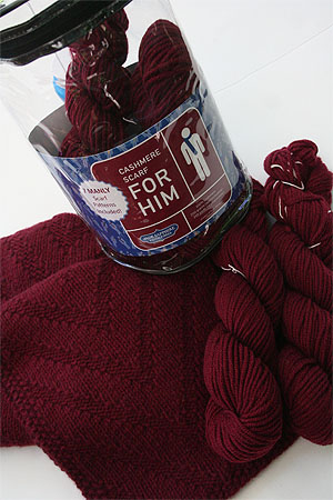 JADE SAPPHIRE Cashmere Scarf knitting kit for HIM Alpha Maroon