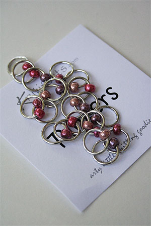 Knitifacts ringers with pink beads